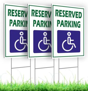 Reserved parking signs used for easier-access parking at Volusia Writers